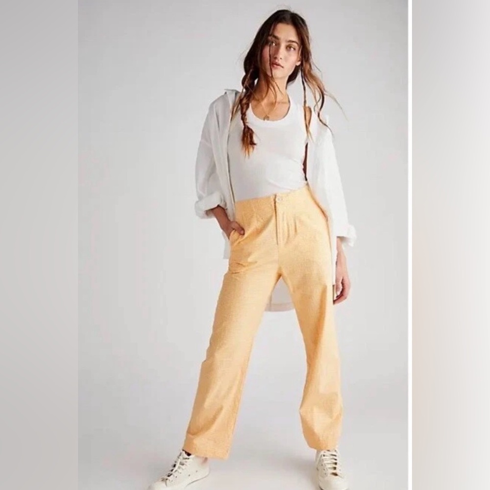 Free People Pants in Gingham Yellow